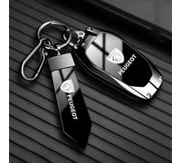 QYPLKJHG Coque de Clé de Voiture pour Peugeot 5008 2020-2025, Housse de Protection Coque Clé avec Porte-Clés Coque Boîtier Clef de Telecommande TPU Étui de Clé Carte Auto Accessoires,A-Black 1