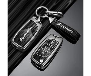 QYPLKJHG Coque de e Voiture pour Citroen C3 Aircross 2021-2023, Housse de Protection Coque vec Porte-Clés Coque Boîtier Clef de Telecommande TPU Étui de arte Auto Accessoires,C-Black