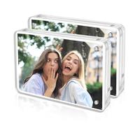 QYRDBGY Lot de 2 cadres photo en acrylique - 10 x 15 cm - En verre transparent - Double face magnétique - Sans cadre - Support pour bureau ou table - Épaisseur : 10 + 10 mm