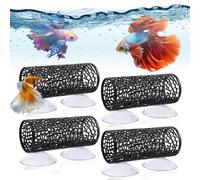 QYRDBGY Lot de 4 grottes d'aquarium avec ventouse, creuses, pour poissons et crevettes