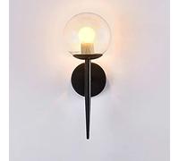 QYRKYP Applique Murale Chambre Boule de Verre Abat-Jour Moderne Applique Murale Applique E27 Douille Créative Luminaire Mural Avec Ampoule Pour Loft Couloir Intérieur,Noir,Lumière Chaude 5W