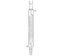 Qyrugcxs Condenseur en Verre Borosilicaté avec Raccord 24/40, Longueur de Veste de 300 Mm, Condensateur en Verre de Laboratoire, Tube de Condensateur Serpentin