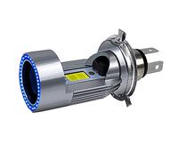 Qyrugcxs H4 LED Phare Ampoule Moto Hi/Lo Faisceau avec Angel Eye Feux Diurnes 25W 3000LM Super 6000K
