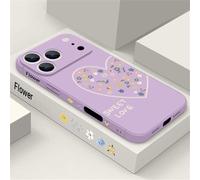 QYSFriday Compatible avec iPhone 16E, motif cœur mignon pour homme et femme, coque de protection intégrale en TPU résistant aux chocs, violet