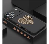 QYSFriday Coque compatible avec iPhone 12 Pro, motif léopard, cœur, cadre souple, protection intégrale de l'objectif de l'appareil photo, coque de téléphone fine résistante aux chocs, noir
