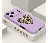 QYSFriday Coque compatible avec iPhone Air, motif léopard, cœur, cadre souple, protection intégrale de l'objectif de l'appareil photo, coque de téléphone fine résistante aux chocs, violet