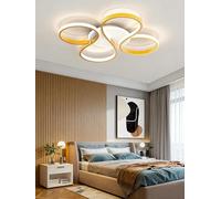 QYSMGS 52W Dimmable LED Ceiling Light with Remote Control | Black & Gold Finish 3000K-6500K Adjustable Colour Modern Round Ceiling Lamp for Bedroom, Living Room, Kitchen & Hallway (Gold,Circular)
