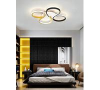 QYSMGS 52W Dimmable LED Ceiling Light with Remote Control | Black & Gold Finish 3000K-6500K Adjustable Colour Modern Round Ceiling Lamp for Bedroom, Living Room, Kitchen & Hallway (Black,Circular)
