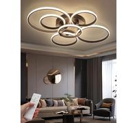 QYSMGS Plafonnier LED Moderne Annulaire Dimmable pour Salon, Chambre à Coucher, Parlour - Avec Télécommande, Encastré (Noir, 6 Anneaux)