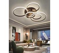 QYSMGS Plafonnier LED Moderne pour salon lampes de plafond Annulaire Dimmable avec Télécommande éclairage de plafond encastré pour salon Chambre à coucher Parlour (noir, 5 anneaux)