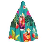 QYUHBNS Cape à capuche unisexe pleine longueur avec imprimé cocktails tropicaux, carnaval, fête, cosplay