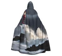QYUHBNS Cape à capuche unisexe pleine longueur avec imprimé phare en tempête, carnaval, fête, cosplay