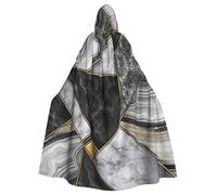 QYUHBNS Cape à capuche unisexe pleine longueur avec texture marbrée noire et imprimé doré, pour carnaval, fête, cosplay