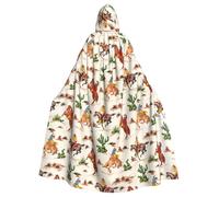 QYUHBNS Cape à capuche unisexe pleine longueur imprimé cowboy cheval, carnaval, fête, cosplay