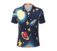 QYUHBNS Chemise décontractée pour homme avec imprimé ciel étoilé univers spatial, haut athlétique respirant et léger, Noir , XL