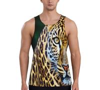 QYUHBNS Débardeur d'entraînement pour homme imprimé léopard jaune, décontracté, doux et respirant pour la course à pied, les sports de plein air, Noir , XL