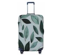 QYUHBNS Housse de valise élastique à imprimé feuilles gris menthe, lavable, légère, tendance (S-XL), Noir , L