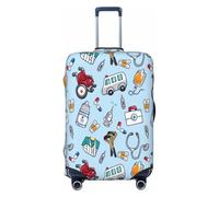 QYUHBNS Housse de valise élastique avec impression d'outils de dessin animé, lavable, légère, tendance (S-XL), Noir , L