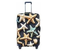 QYUHBNS Housse de valise élastique avec imprimé coquillages et étoiles de mer, lavable, légère, tendance (S-XL), Noir , L