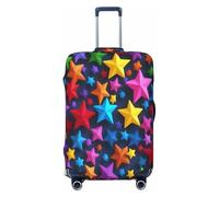 QYUHBNS Housse de valise élastique avec imprimé étoiles colorées, lavable, légère, tendance (S-XL), Noir , XL