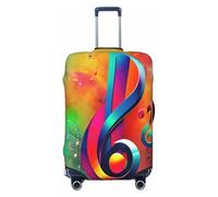 QYUHBNS Housse de valise élastique avec notes de musique colorées, lavable, légère, tendance (S-XL), Noir , S