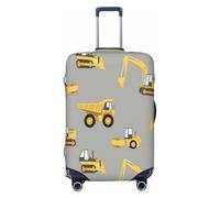 QYUHBNS Housse de valise élastique imprimée camions de chantier, lavable, légère, tendance (S-XL), Noir , S