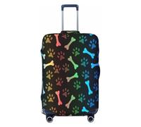 QYUHBNS Housse de valise élastique motif pattes de chien et chat arc-en-ciel, lavable, légère, tendance (S-XL), Noir , M