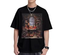 QYUHBNS T-shirt d'été pour homme avec imprimé « Merry Christmas Day » - Coupe ample - Col rond - En coton - Manches courtes, Noir/blanc, M