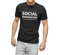 QYUIPEXE Social Distancing Shirt If You Can Read This You are Too Close Running T-Shirt Black XL