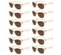 QYVEWY Lot de 10 lunettes de soleil colorées en vrac pour adulte - Style rétro des années 90 - Pour cadeaux de fête (12 champagne)