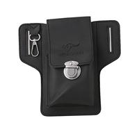 QYWT Multifonctionnel en Cuir Fanny Pack téléphone Ceinture Sac rétro Hommes Sac Boucle étui téléphone Pochette Portefeuille téléphone étui Sac Universel pour Hommes Femmes,Le Noir