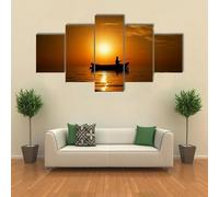 QYYAMDEQ Tableau Decoration Murale Avec Cadre 5 Panneau Tableau Mural Pêcheur au coucher du soleil 5 Pièces Tableaux, Posters Et Arts Décoratifs Tableau Moderne