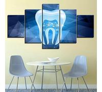QYYAMDEQ Tableau Murale Decoration 5 Panneau Dent Dentiste Abstrait Mural Art Peinture Photos Bureau À Domicile Bain Grand Tableau Decoration Poster Mural Xxl 200X100