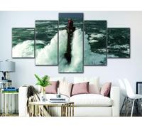 QYYAMDEQ Tableau Murale Decoration 5 Panneau Phare orageux Océan Mer profonde Mural Art Peinture Photos Bureau À Domicile Bain Grand Tableau Decoration Poster Mural Xxl 200X100