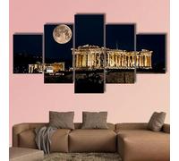 QYYAMDEQ Tableau Salon Moderne 5 Panneau Poster Mural Parthénon d'Athènes Grèce Imprimée Sur Tableau Cuisine D'Œuvres D'Art Pour Le Bureau À Domicile Décoration Moderne