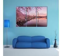 QYYAMDEQ Tableau Triptyque Mural Tableau Deco Fleurs de cerisier en pleine floraison Tableau Moderne 3 Parties Imprimée Sur Tableau Cuisine D'Œuvres D'Art Pour Le Bureau À Domicile Décoration