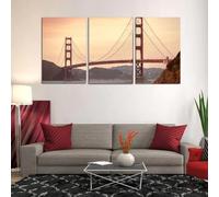 QYYAMDEQ Tableau Triptyque Mural Tableau Deco San Francisco Californie Golden Gate Bridge Tableau Moderne 3 Parties Imprimée Sur Tableau Cuisine D'Œuvres D'Art Pour Le Bureau À Domicile Décoration