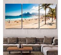 QYYAMDEQ Tableau Triptyque Tableau Decoration Murale Avec Cadre La plage d'Ipanema, Rio de Janeiro, Brésil 3 Parties Tableau Toile Pour Le Maison,Salon,Chambre,Cuisine Tableau Murale Decoration