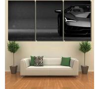 QYYAMDEQ Tableau Triptyque Tableau Decoration Murale Avec Cadre Voiture de sport noire 3 Parties Tableau Toile Pour Le Maison,Salon,Chambre,Cuisine Tableau Murale Decoration