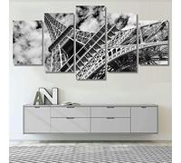 QYYAMDEQ Tableaux Decoratifs Muraux 5 Pièces Impression Sur Toile Tour Eiffel Paris Noir et Blanc 5 pièce Tableau Toile Pour Le Maison,Salon,Chambre,Cuisine Tableau Murale Decoration