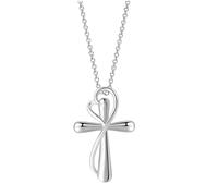 QYYZTHX Accessoires Amour éternel Infini en Argent Sterling pour Femmes Filles, plaqué Cristal de Zircon Brillant - Collier avec cœur Croix de Foi, Religieux