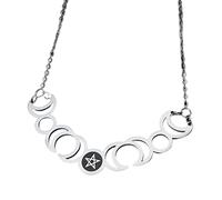 QYYZTHX Accessoires Filles Sterling Witchcraft Phase Femmes, Triple Pendentif - Lilith Seal Amulette Cirage Croissant Collier Argent, Lune Bijoux pour Anniversaire