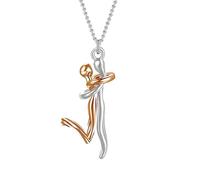 QYYZTHX Accessoires pour Filles Argent Sterling 925 pour Femmes Hommes, Pendentif Classique Embrace Little People Charm Couple Pendentif Punk Lovers' Hug, Câlins Bisous Collier