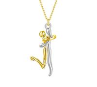 QYYZTHX Accessoires pour Filles Argent Sterling 925 pour Femmes Hommes, Pendentif Classique Embrace Little People Charm Couple Pendentif Punk Lovers' Hug, Câlins Bisous Collier