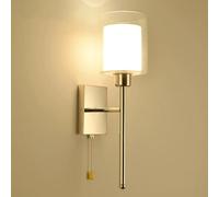 QYYZTHX Applique Murale en Cristal avec Interrupteur, Abat-Jour en Verre, Applique Murale d'intérieur chromée, Douille E27, Lampe de Chevet en métal rétro Industriel, Lampe de Salon avec