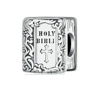 QYYZTHX Bible Charm Bead Religious God Jesus Genuine 925 Sterling Silver Compatible with Bracelet