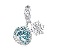QYYZTHX Christmas Elk Dangle Charm Glow in The Dark Xmas Genuine 925 Sterling Silver Compatible with Bracelet