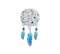 QYYZTHX Colourful Dream Catcher Charm Bead Genuine 925 Sterling Silver Compatible with Bracelet