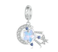 QYYZTHX Dreamy Meteor Shooting Star Dangle Charm Night Genuine 925 Sterling Silver Compatible with Bracelet