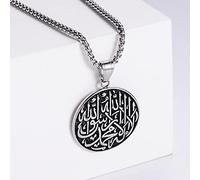 QYYZTHX Prière Arabe Saint Coran Verset Quranic Pendant s en Acier Inoxydable Islam Musulman